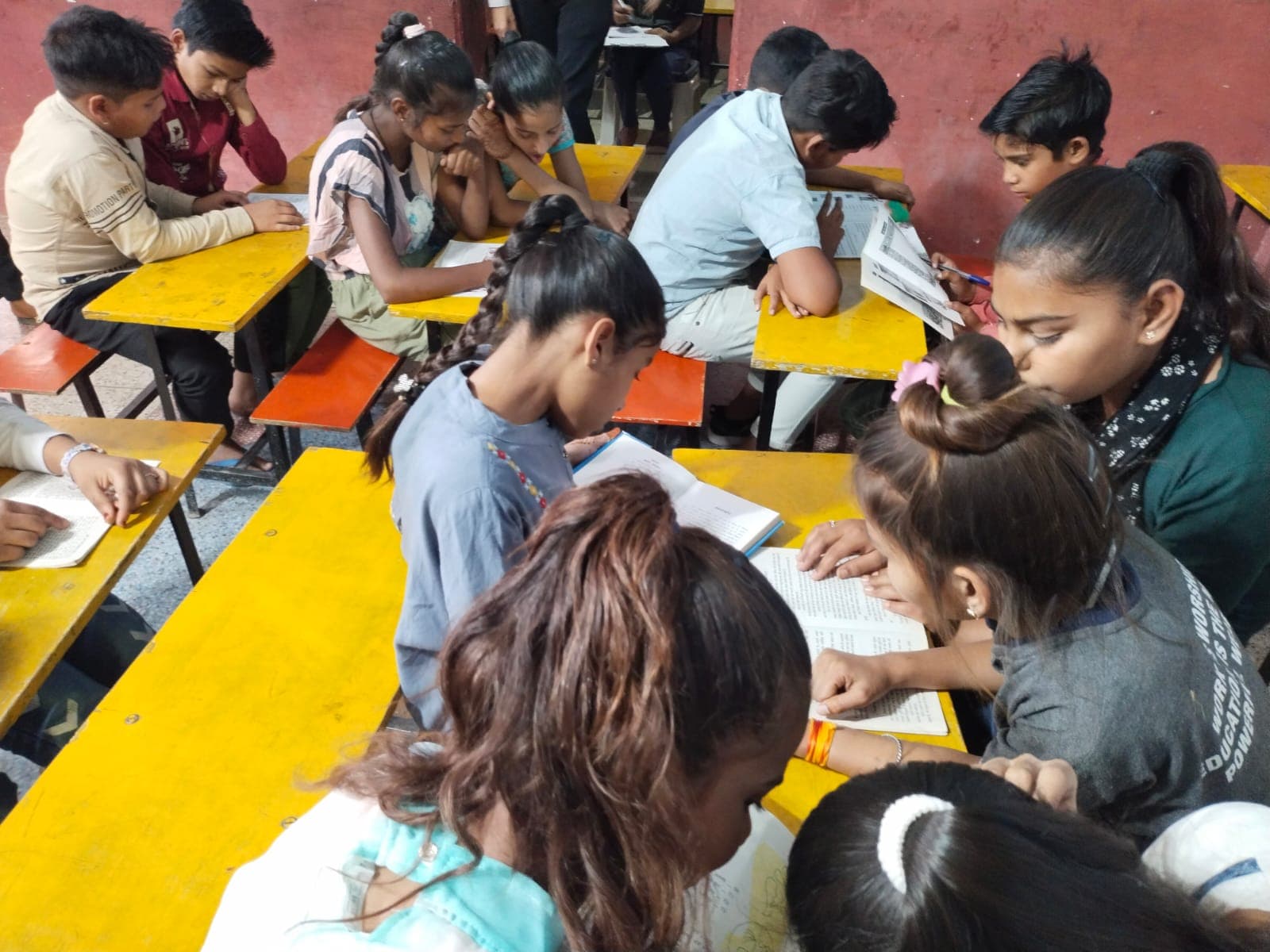 Students studying in library